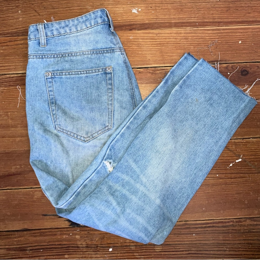 High Rise Raw-Hem Jeans